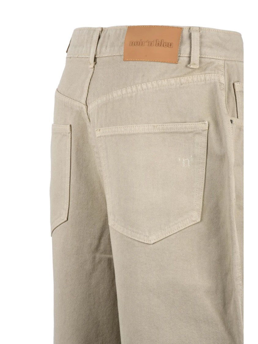 Noir And Bleu Beige Cotton Straight-Leg Pants