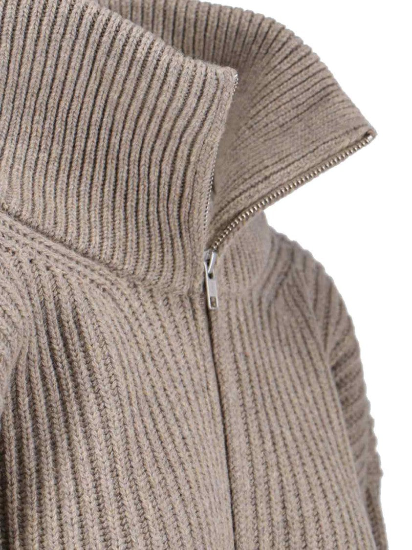Mm6 By Maison Margiela Zip Virgin Wool Sweater – Grey