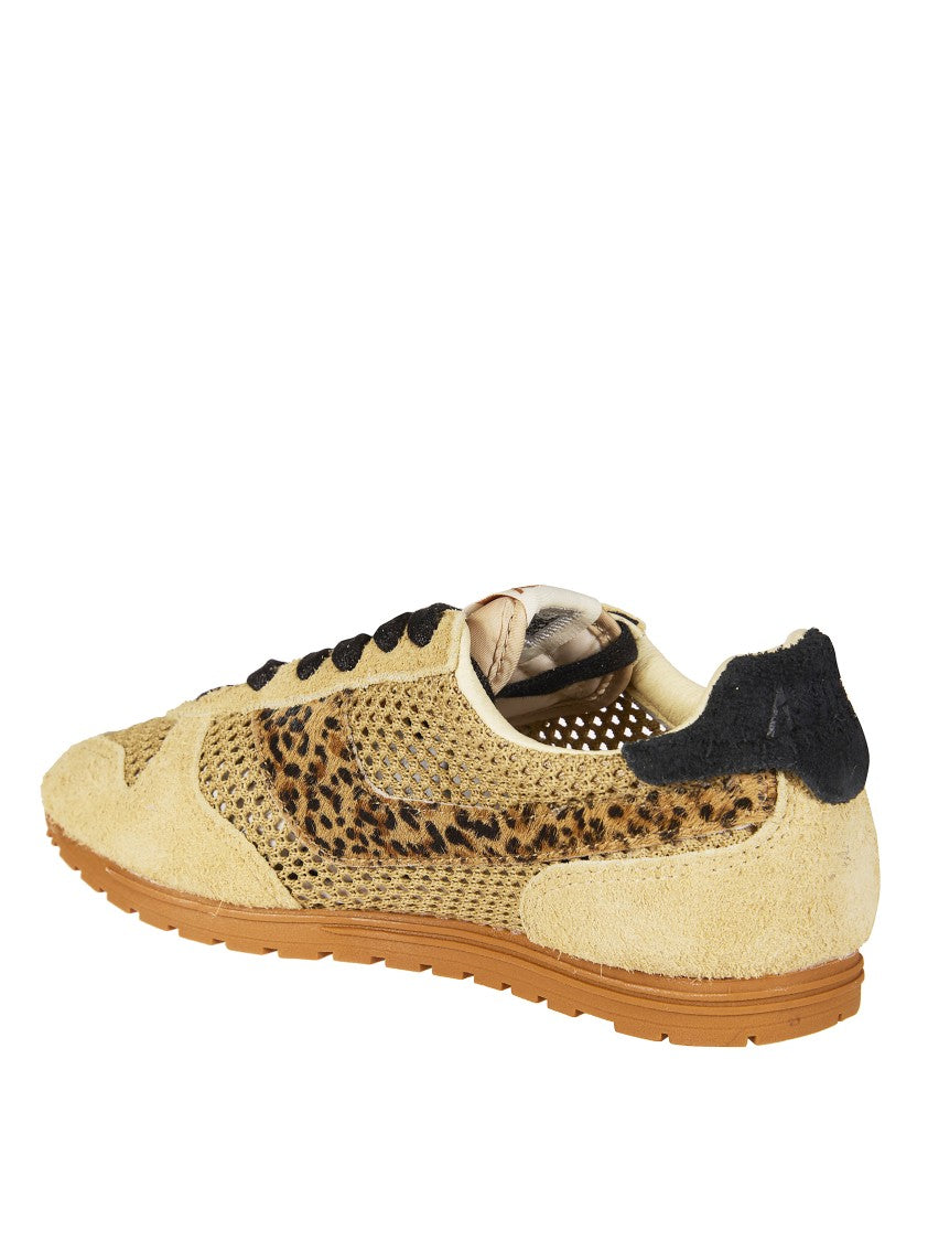 Autry Beige Suede Leopard Print Sneakers