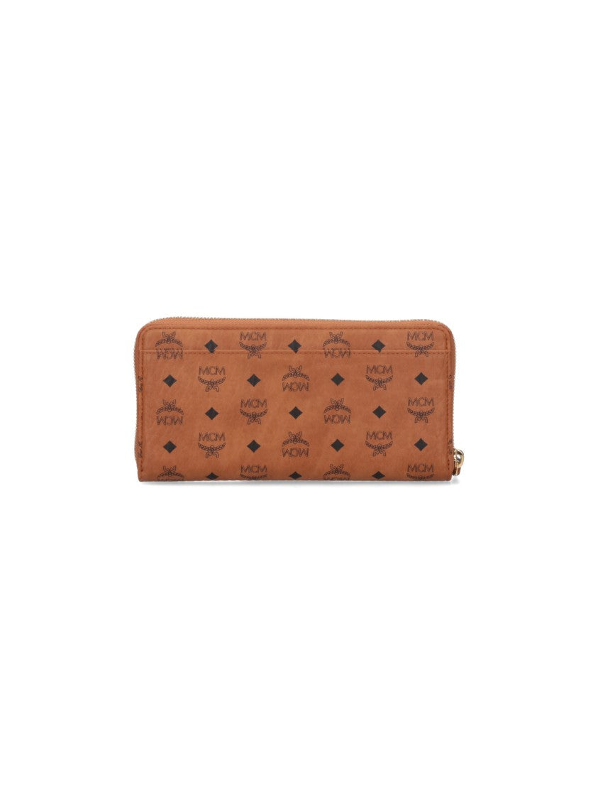 Mcm Brown "Visetos" Aren Large Zip Wallet