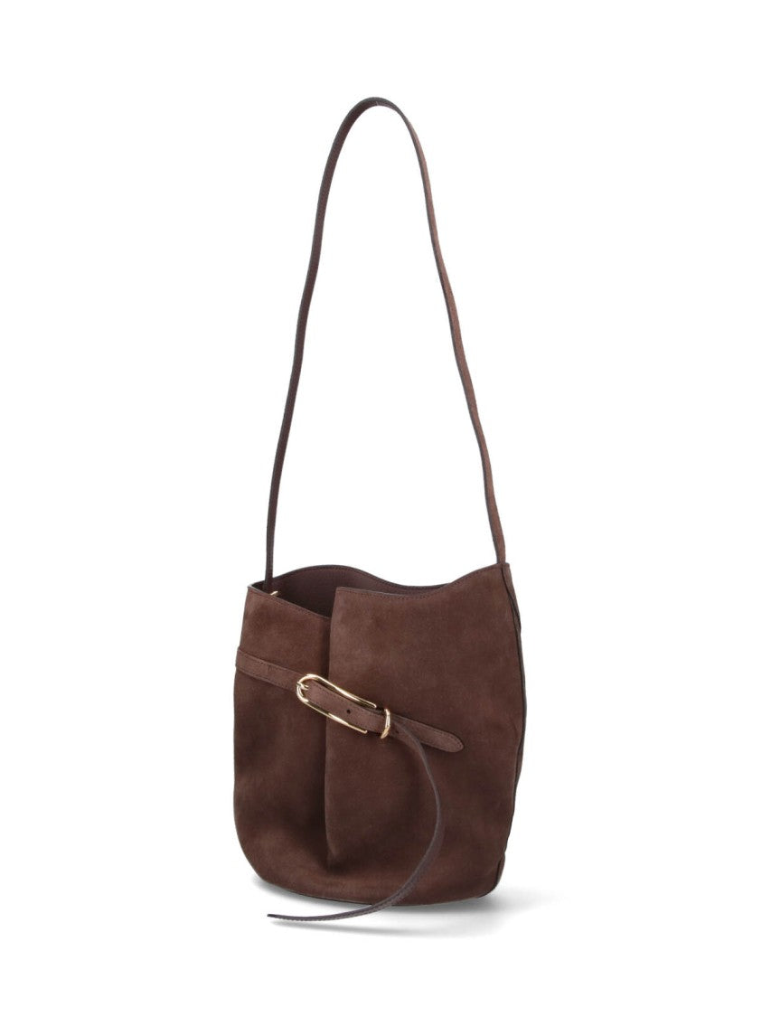 Liffner Brown Belted Suede Bucket Bag