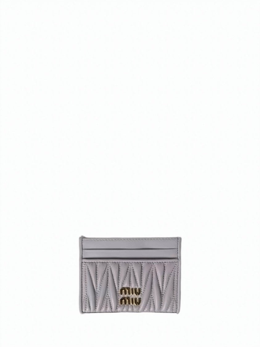 Miu Miu Quilted Grey Lambskin Cardholder