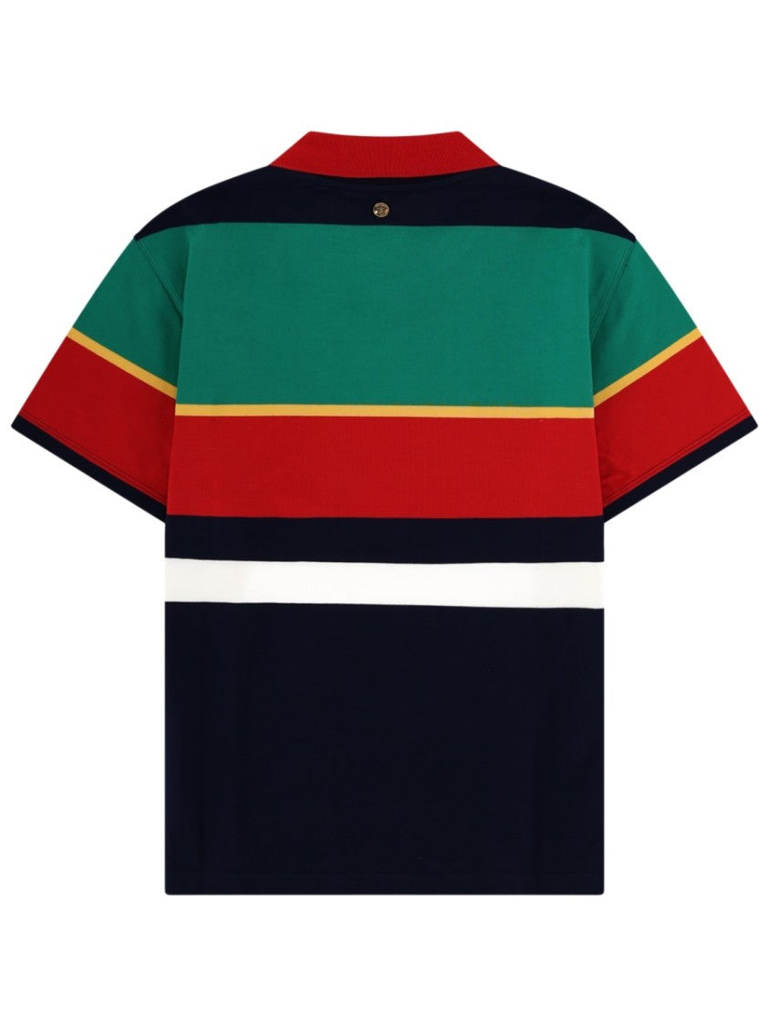 Versace Multicolor Horizontal Stripes Polo Shirt