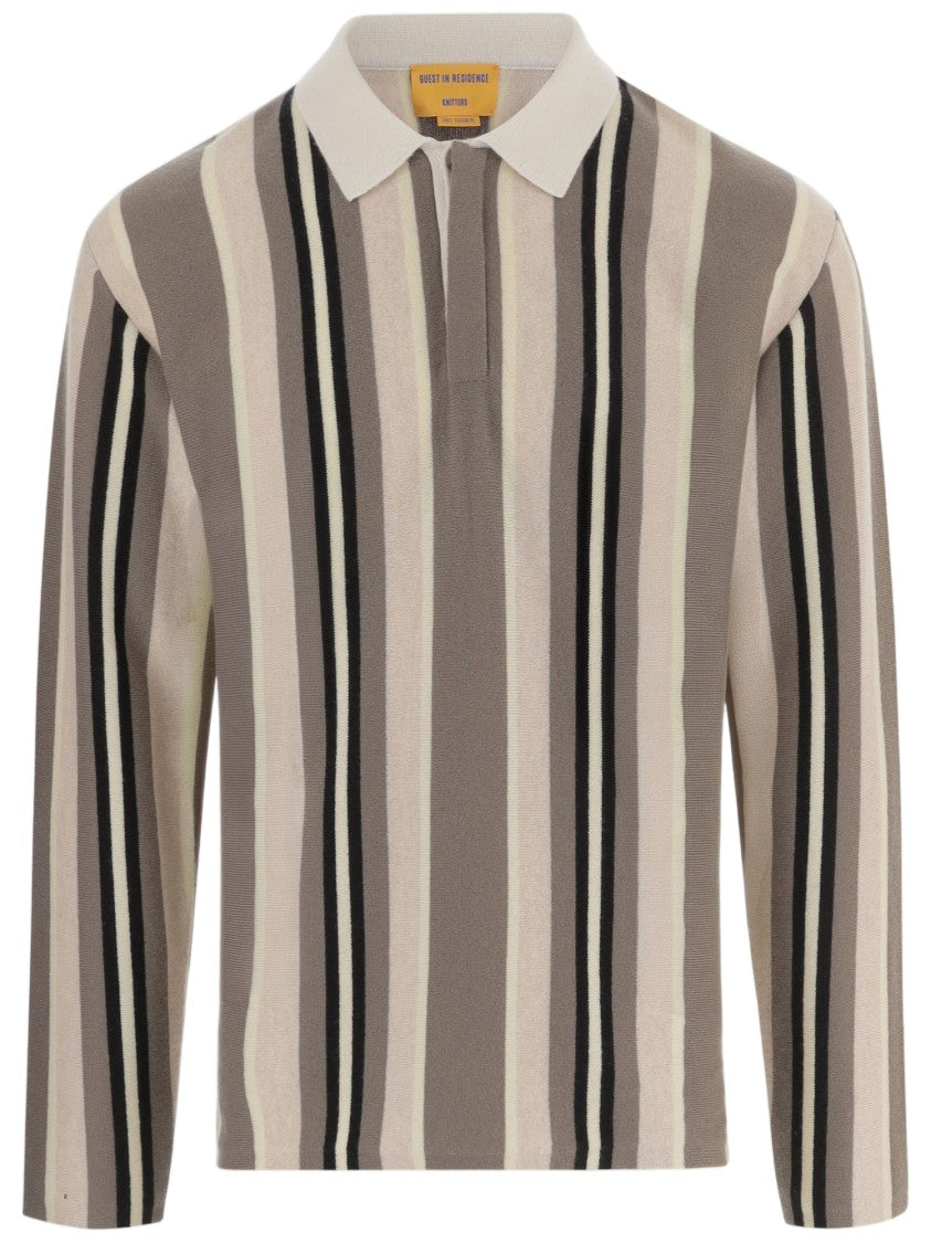 Guest In Residence Multicolored Vertical Striped Cashmere Polo Shirt