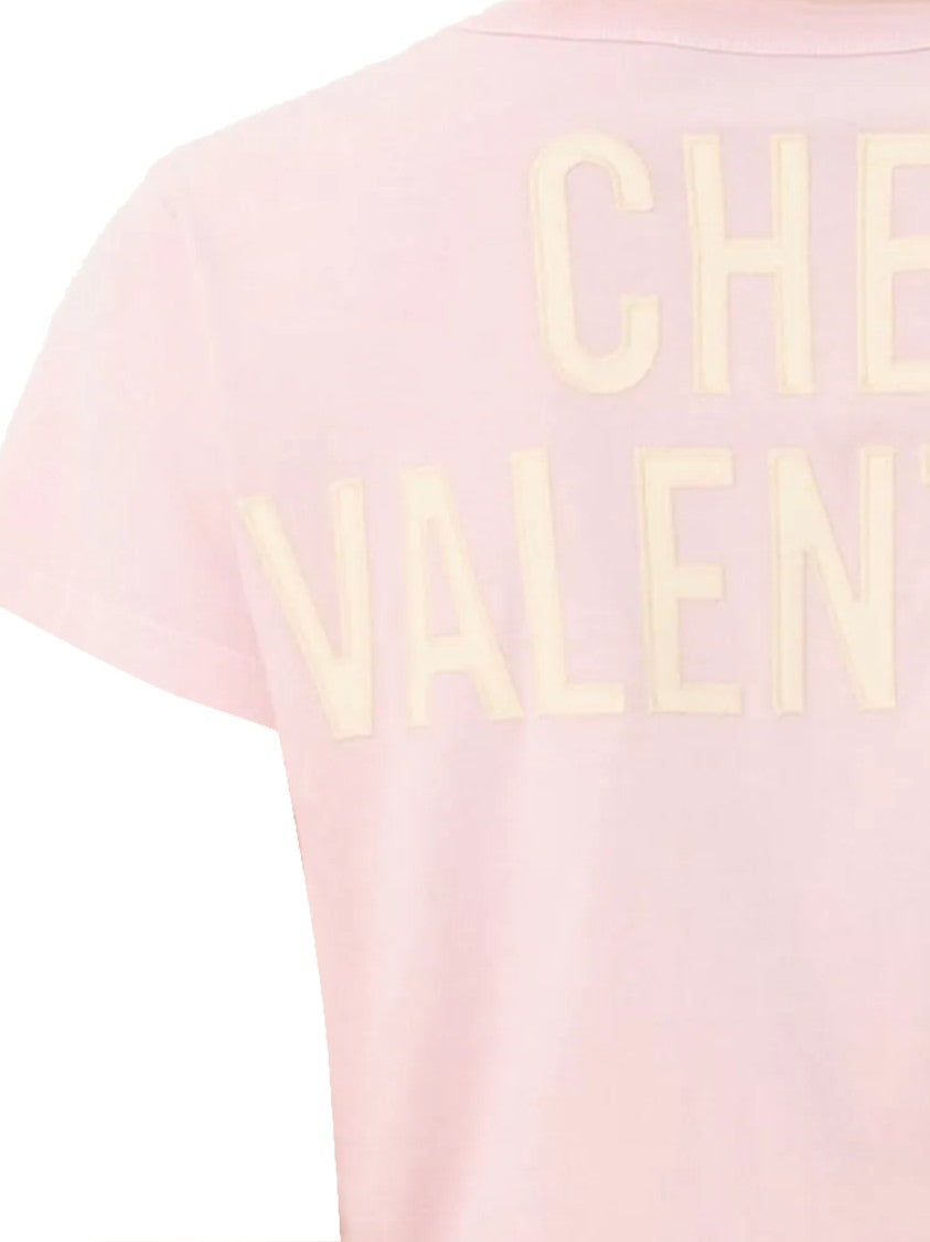 Valentino Pink Relaxed Heart Print Cotton T-Shirt