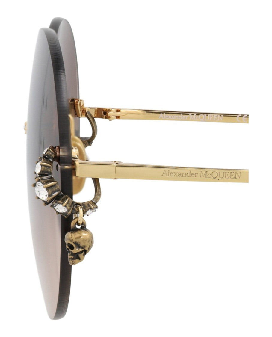 Alexander Mcqueen Round-Frame Metal Sunglasses