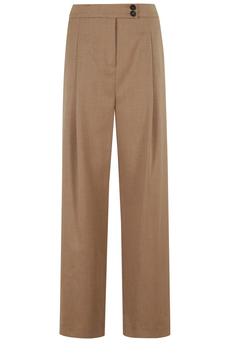 Eleventy Wide-Leg Trousers With Front Pleats