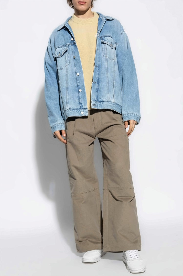 Ami Round Neck Knit Sweater With Fuzzy Heart Logo