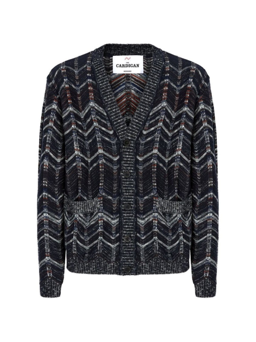 Missoni Navy Blue Chevron Pattern Cardigan