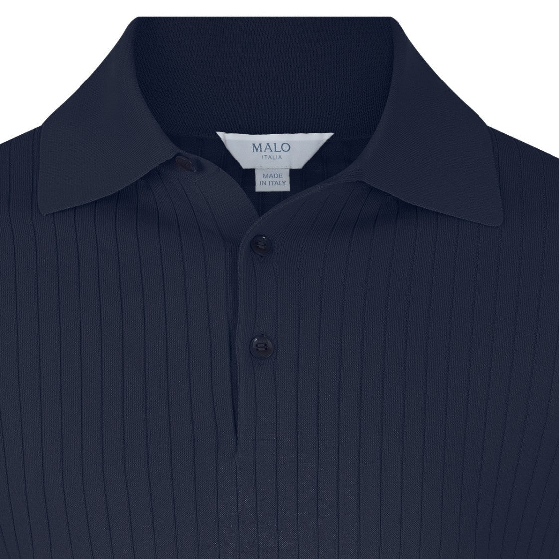 Malo Blue Cotton Ribbed Texture Polo Shirt