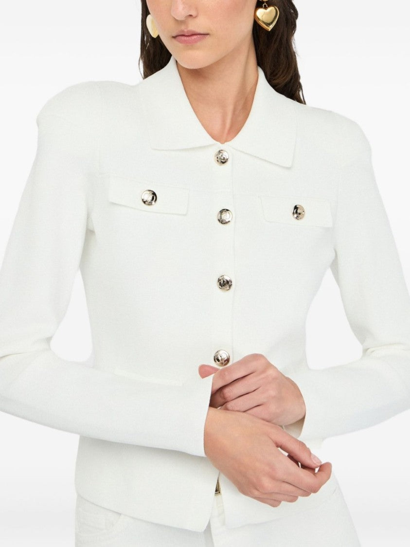 Liu Jo Fitted White Jacket With Classic Collar And Decorative Buttons