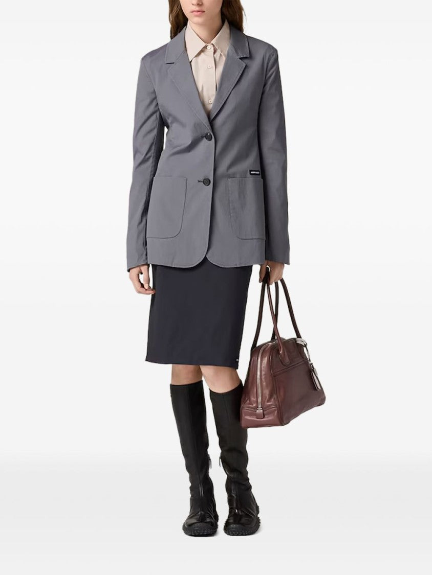 Miu Miu Knee-Length Black Midi Skirt With Subtle Logo Patch