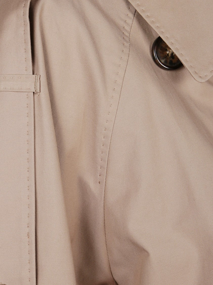 Max Mara Short Double-Breasted Trench Coat With Matching Belt And Storm Flap