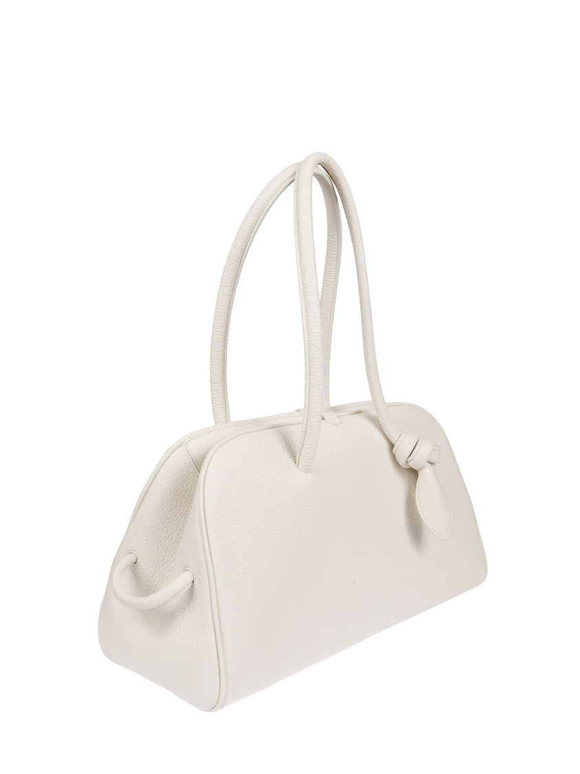 Jacquemus Ivory Hammered Leather Shoulder Bag