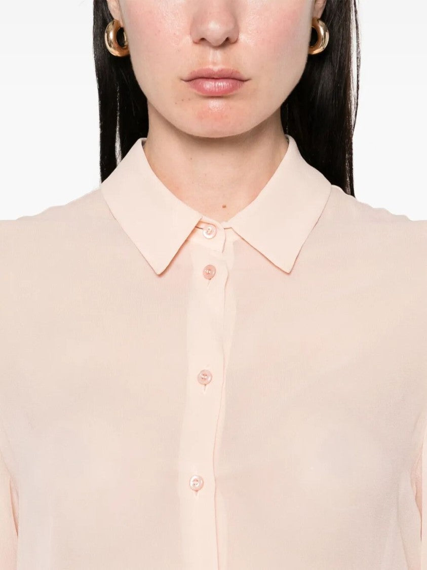 Fendi Floral Embroidered Silk Top With Classic Collar