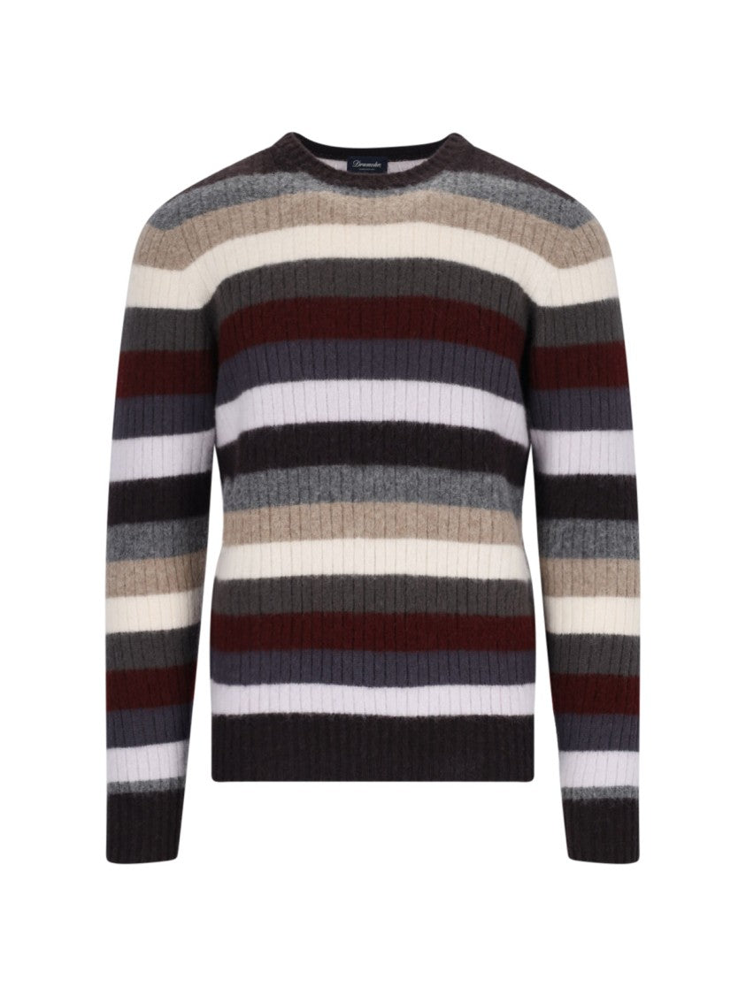 Drumohr Striped Sweater In Multicolor Wool Ribbed Design Striped