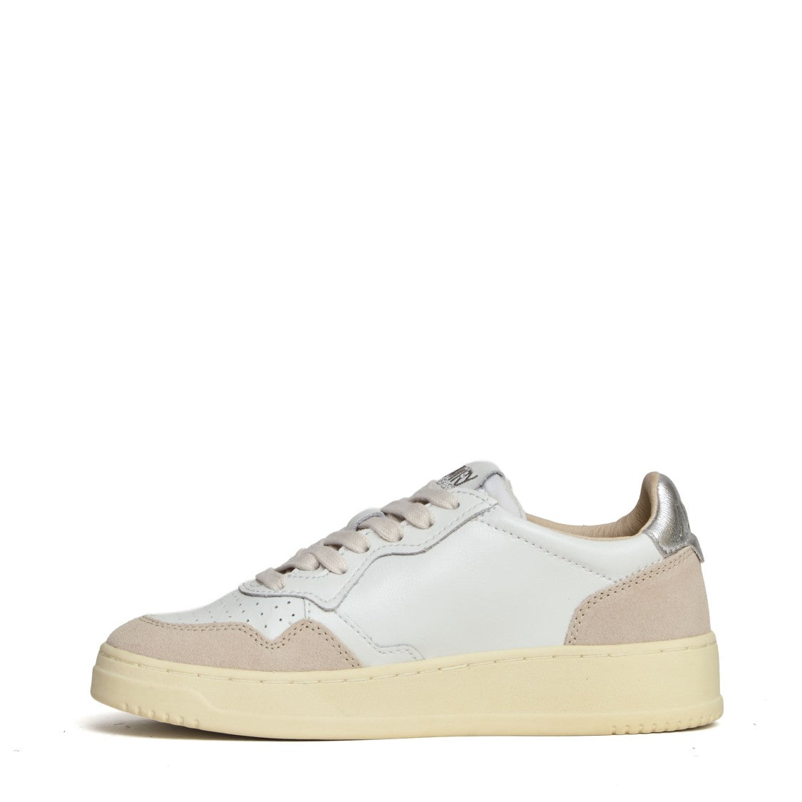 Autry White Silver Medalist Low Suede Sneakers