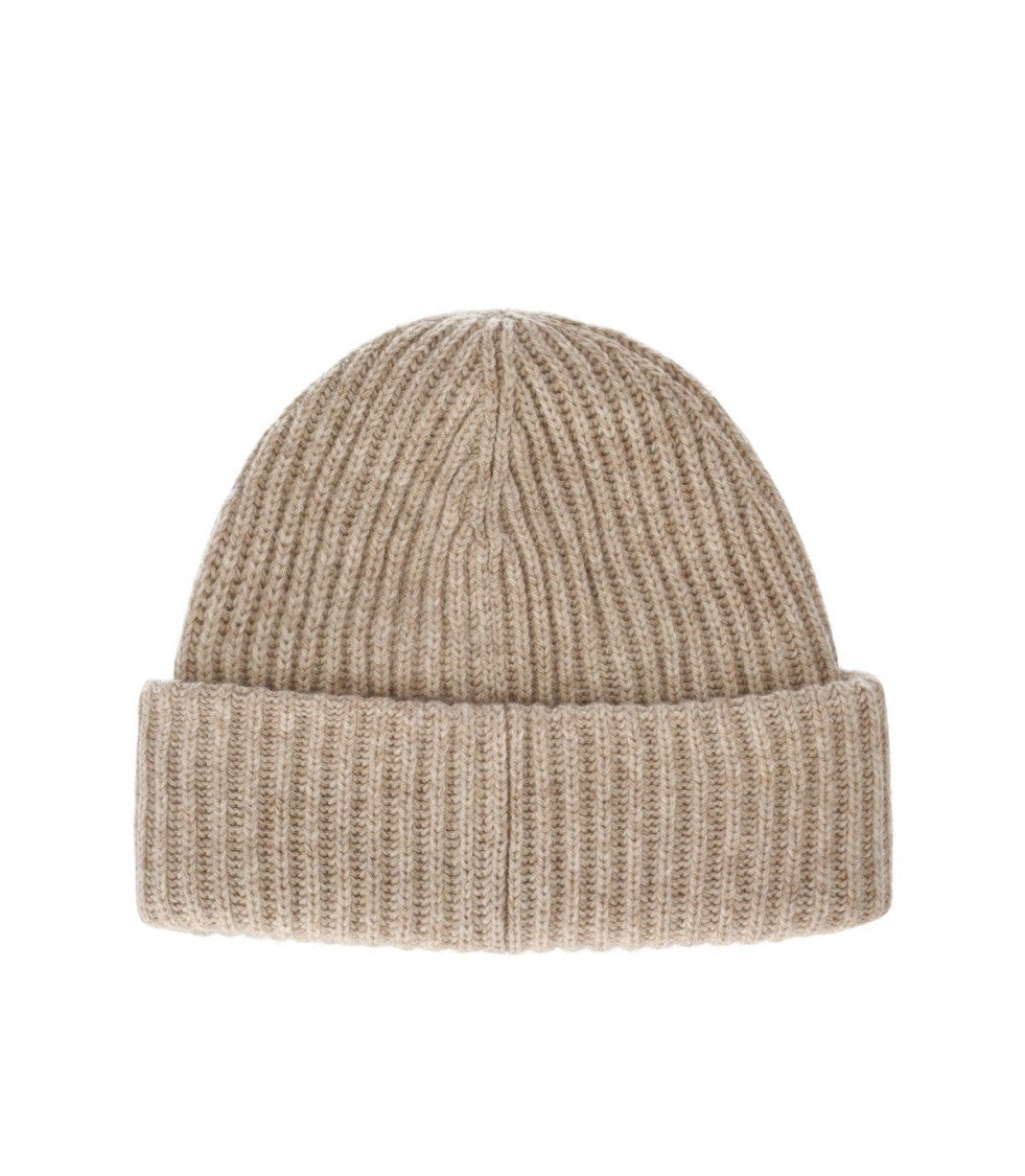 Ganni Beige Oversize Ribbed Beanie