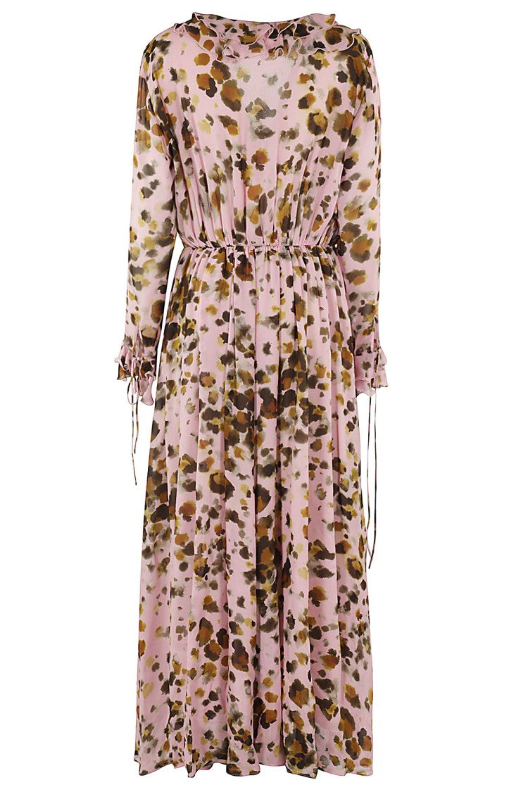 Msgm Watercolor Leopard Print Maxi Dress