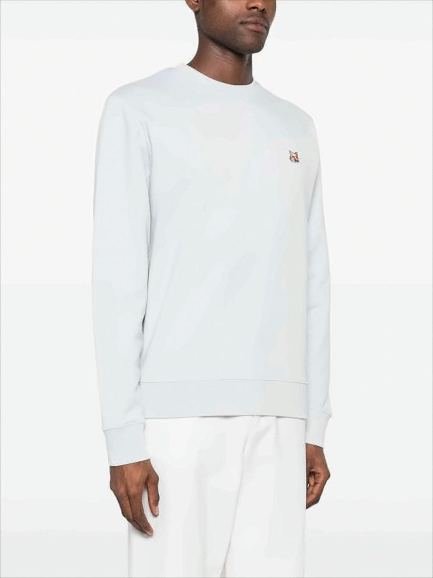 Maison Kitsuné Light Grey Crewneck Sweatshirt With Embroidered Fox Logo