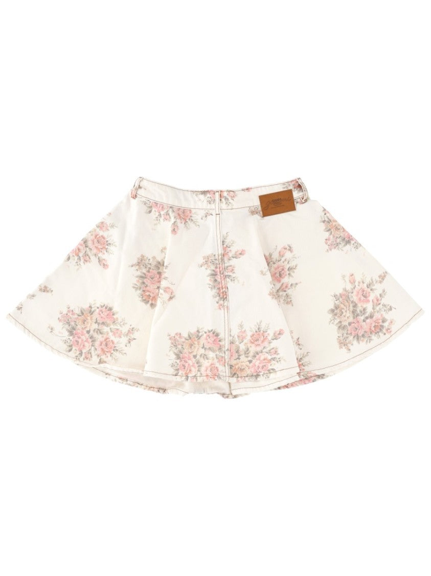 Ganni Ivory Flared Denim Mini Skirt