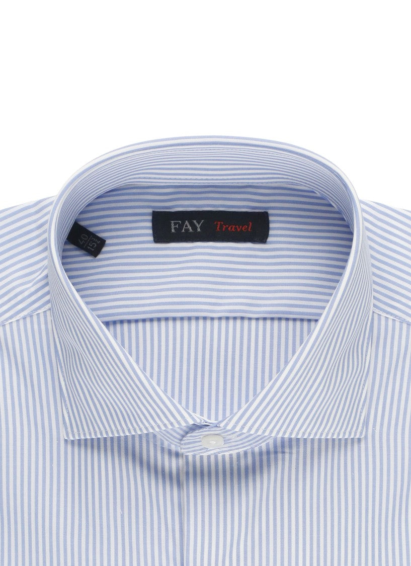 Fay Blue Striped Cotton Casual Shirt
