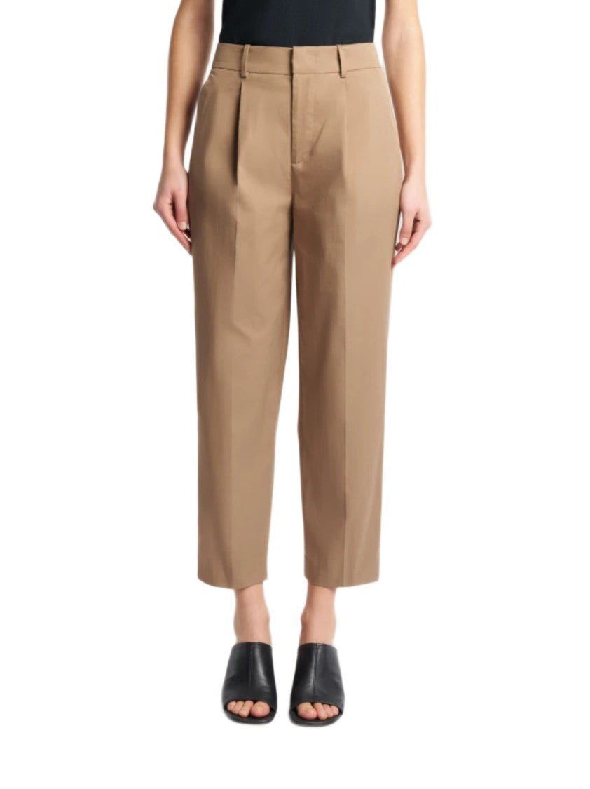 Pt0w High-Waisted Cropped Trousers With Pleated Front And Structured Silhouette