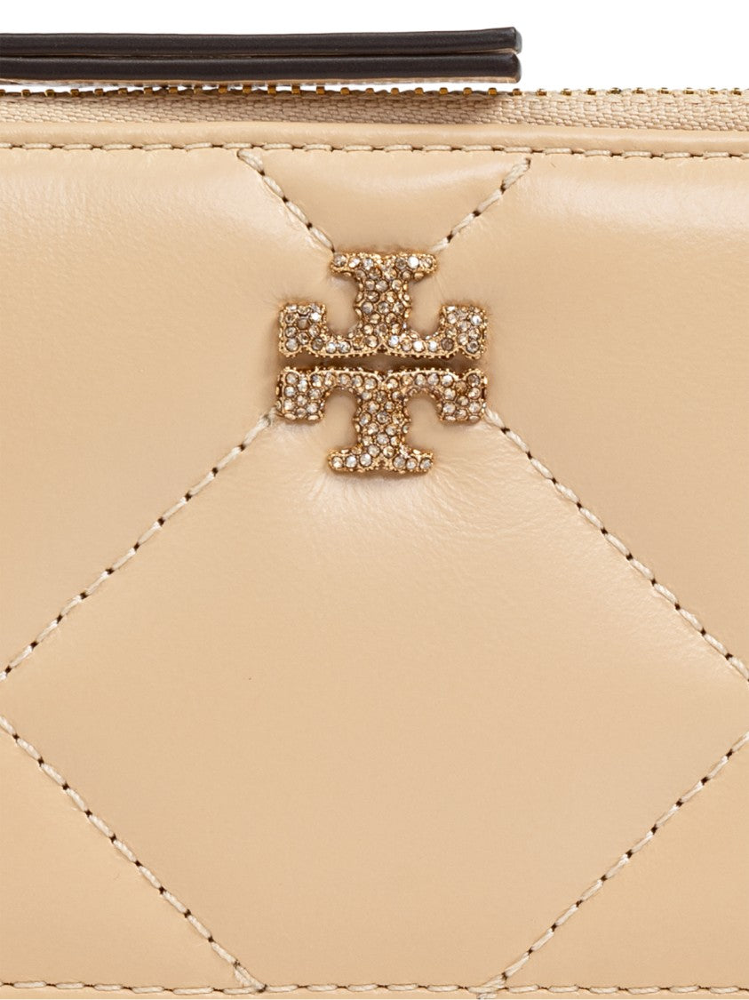 Tory Burch Kira Quilted Pave Logo Card Case