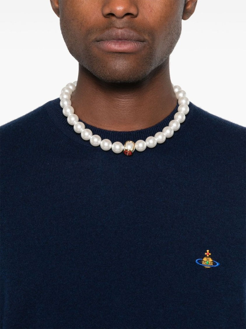 Vivienne Westwood Navy Blue Orb Logo Crew Neck Sweater