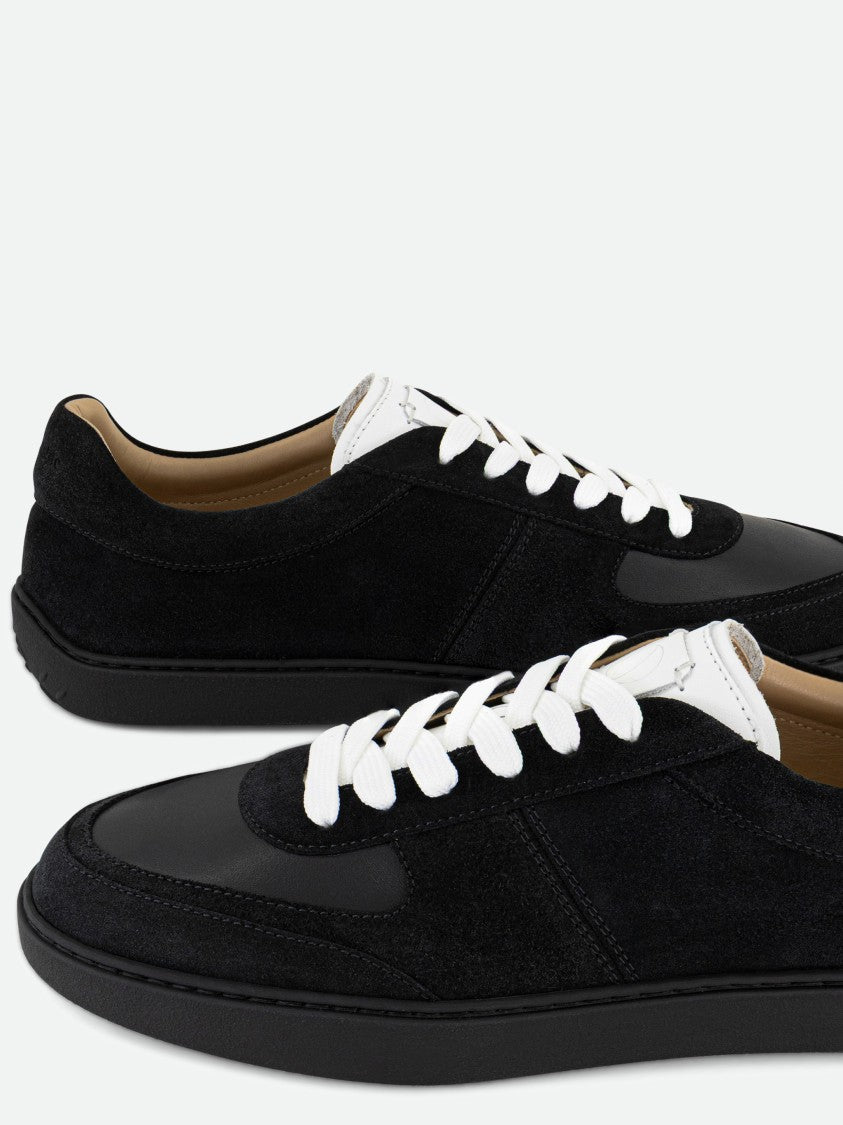 Born Outside Low-Top Black Suede And Leather Sneakers With Contrast Details