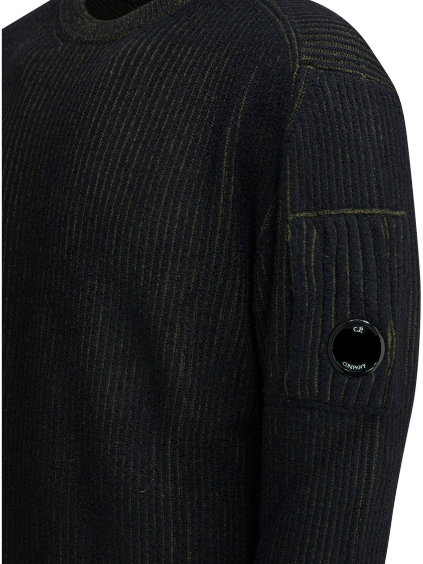 C.P. Company Ribbed Crew Neck Sweater With Distinctive Patch Detail