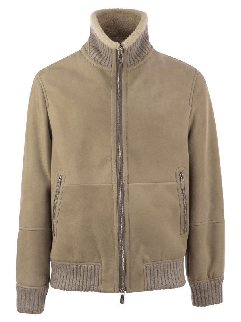 Brunello Cucinelli Bomber In Curly Suede Shearling