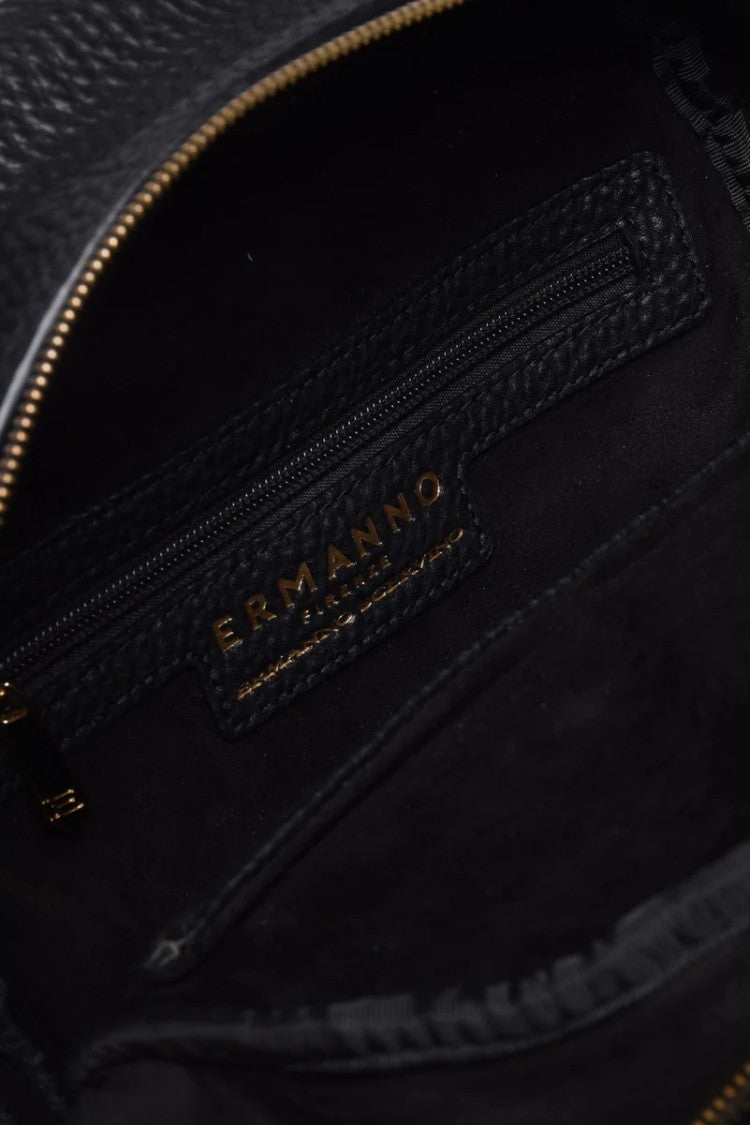 Ermanno Firenze Black Polyurethane Backpack