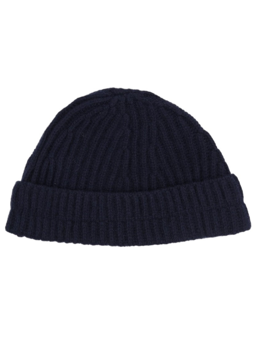 Mm6 By Maison Margiela Blue Ribbed Wool-Blend Beanie Hat