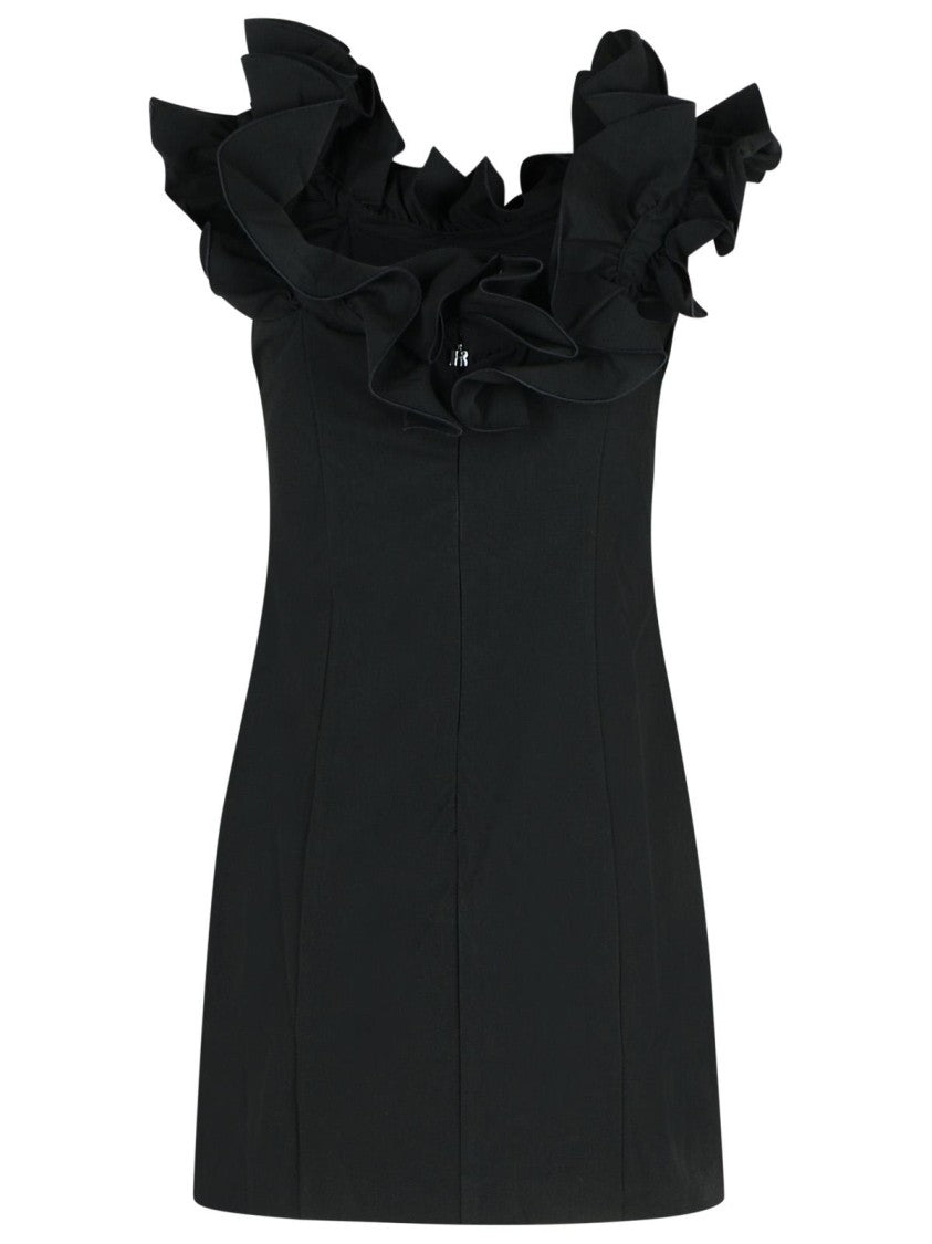 Rotate Mini Ruffle' Black Cotton Dress