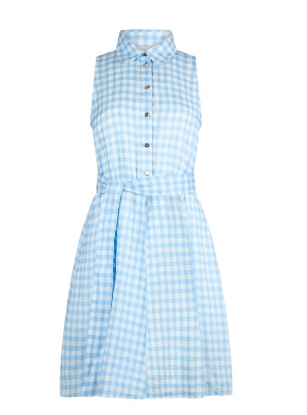 Liu Jo Gingham Mini Dress With Belted Waist And Shirt Collar