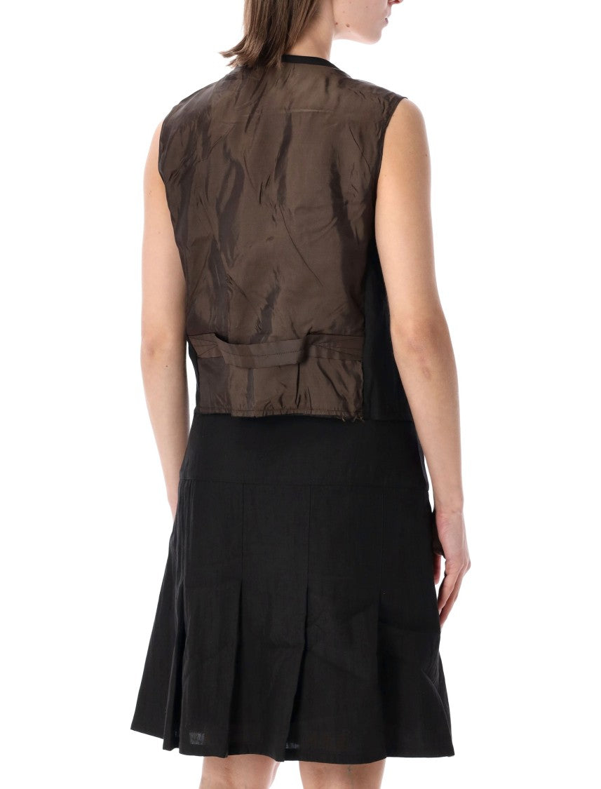 Our Legacy Techflax Soot Black Waistcoat With Embroidered Lining