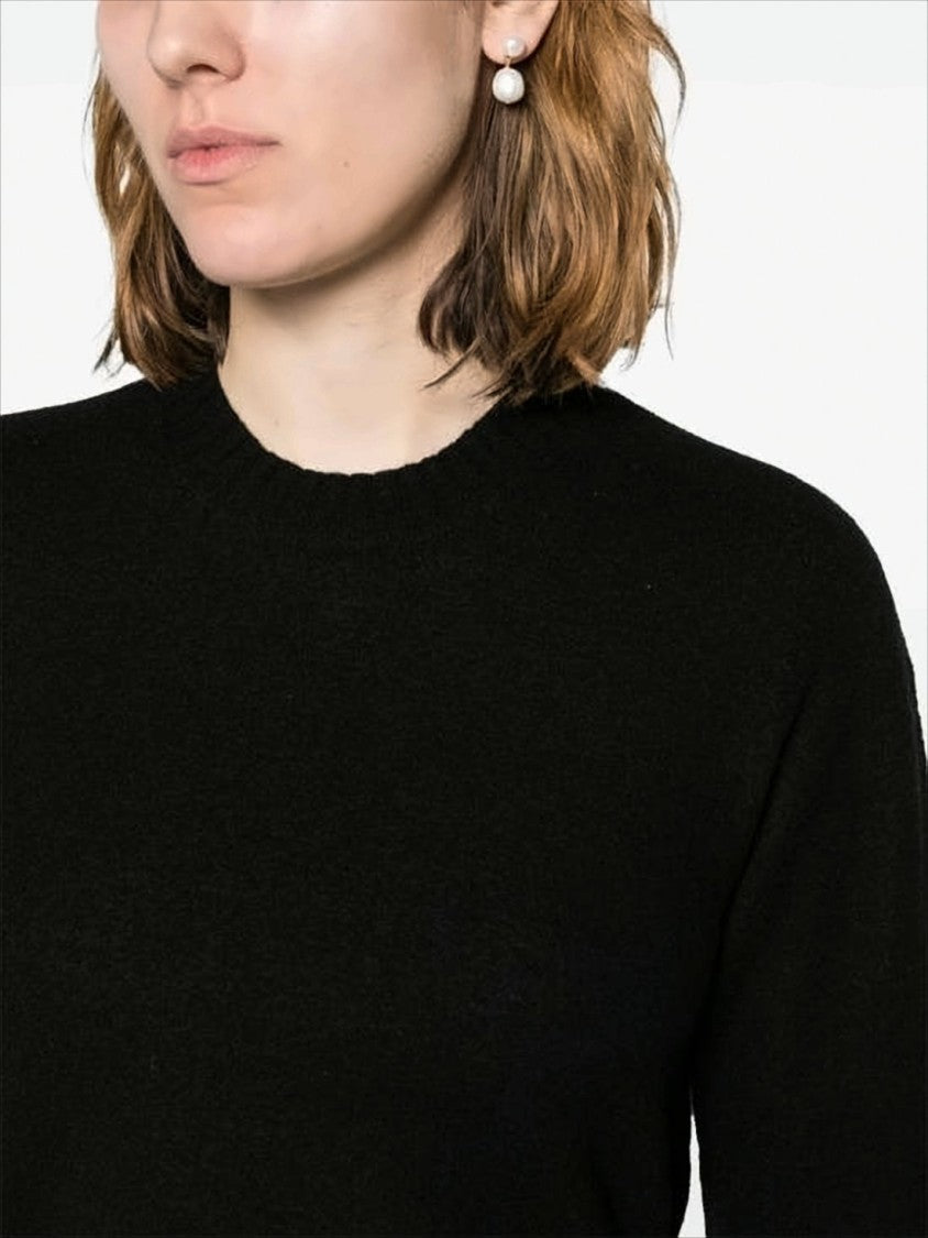Jil Sander Classic Cropped Wool Sweater With Ribbed Details