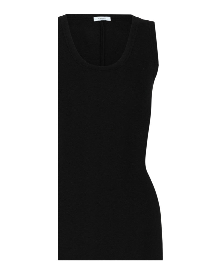 Ferragamo Fitted Sleeveless Midi Dress With Flared Skirt