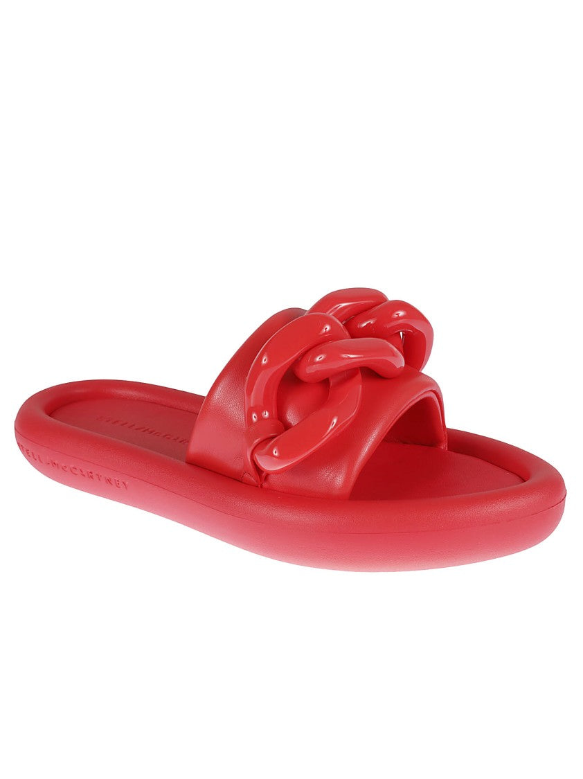 Stella Mccartney Glossy Sandals With Chunky Chain Detail