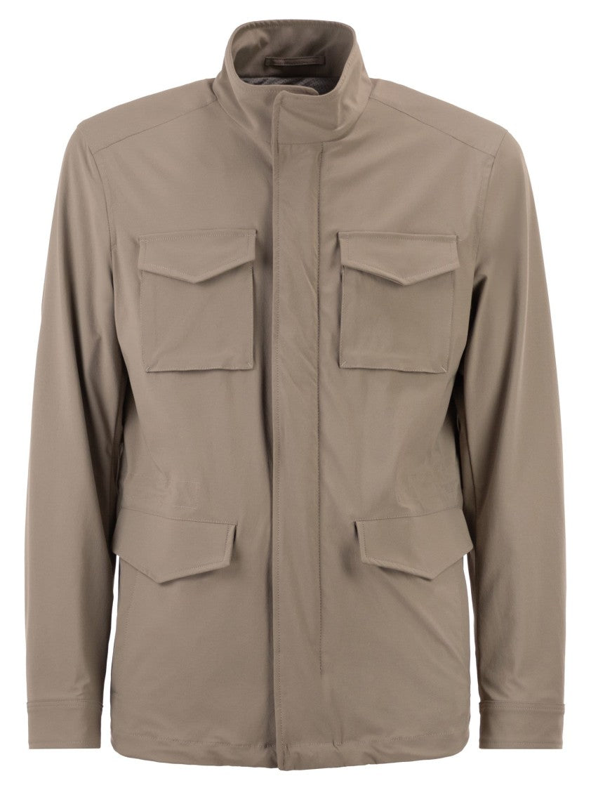 Herno Field Jacket In Wrinkled Stretch Nylon