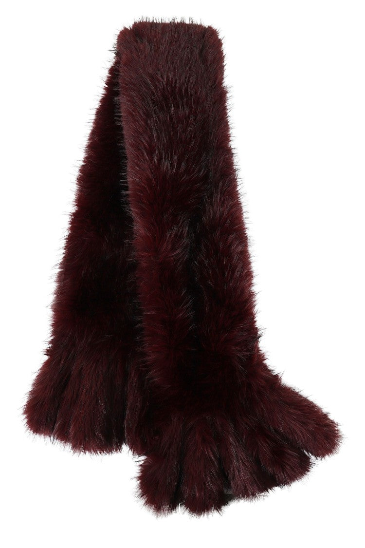Rotate Plush Faux Fur Scarf In Rich Burgundy