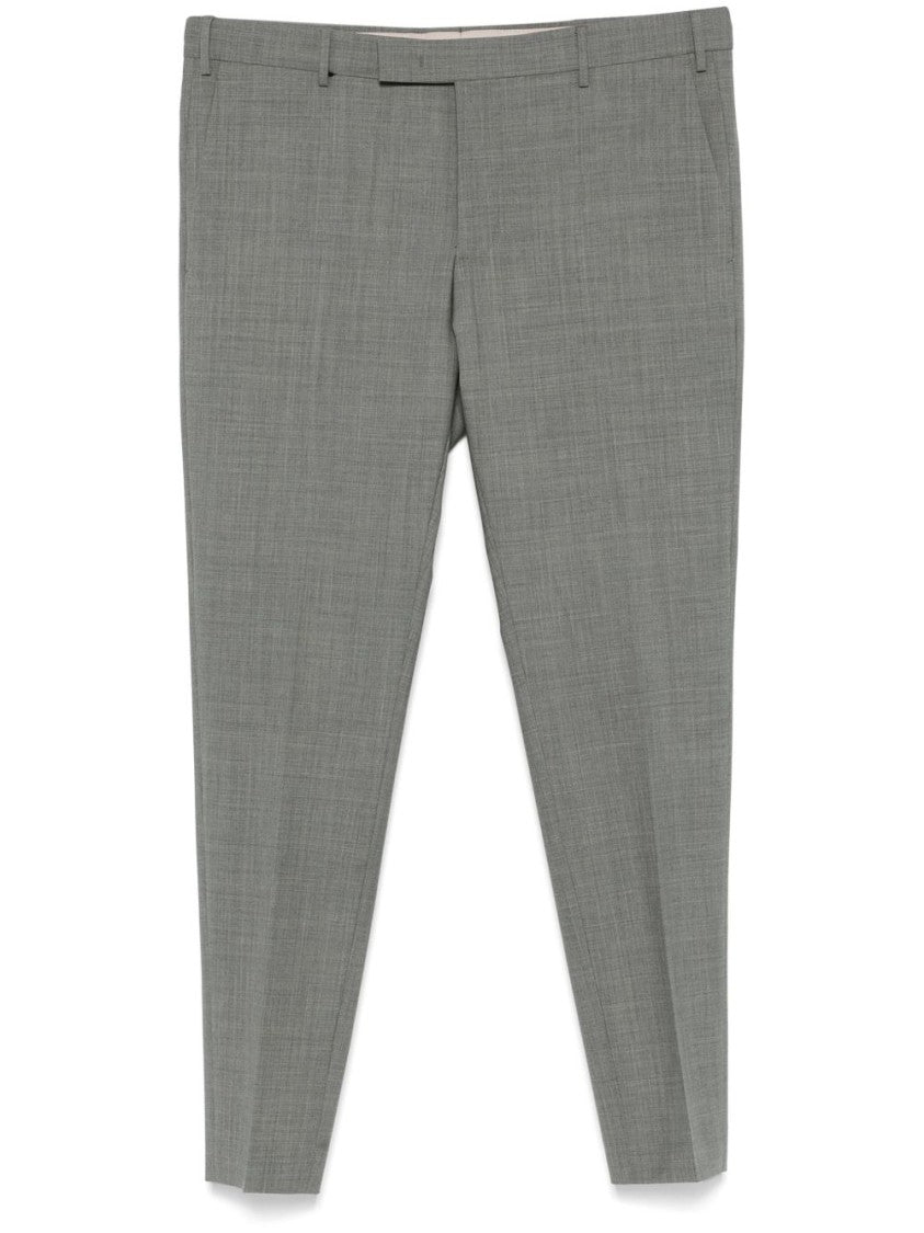 Pt Torino Cropped Slim Fit Dark Grey Tailored Trousers With Concealed Fastening