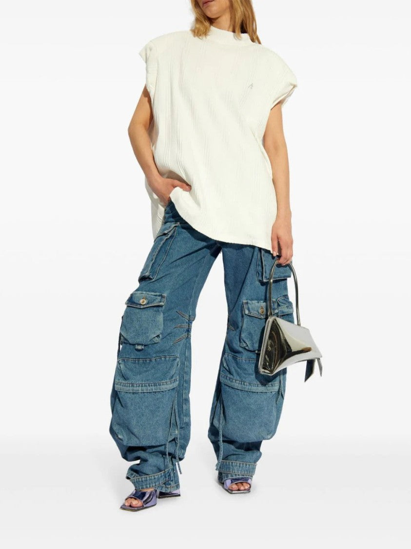 The Attico Logo-Raised Ribbed Top