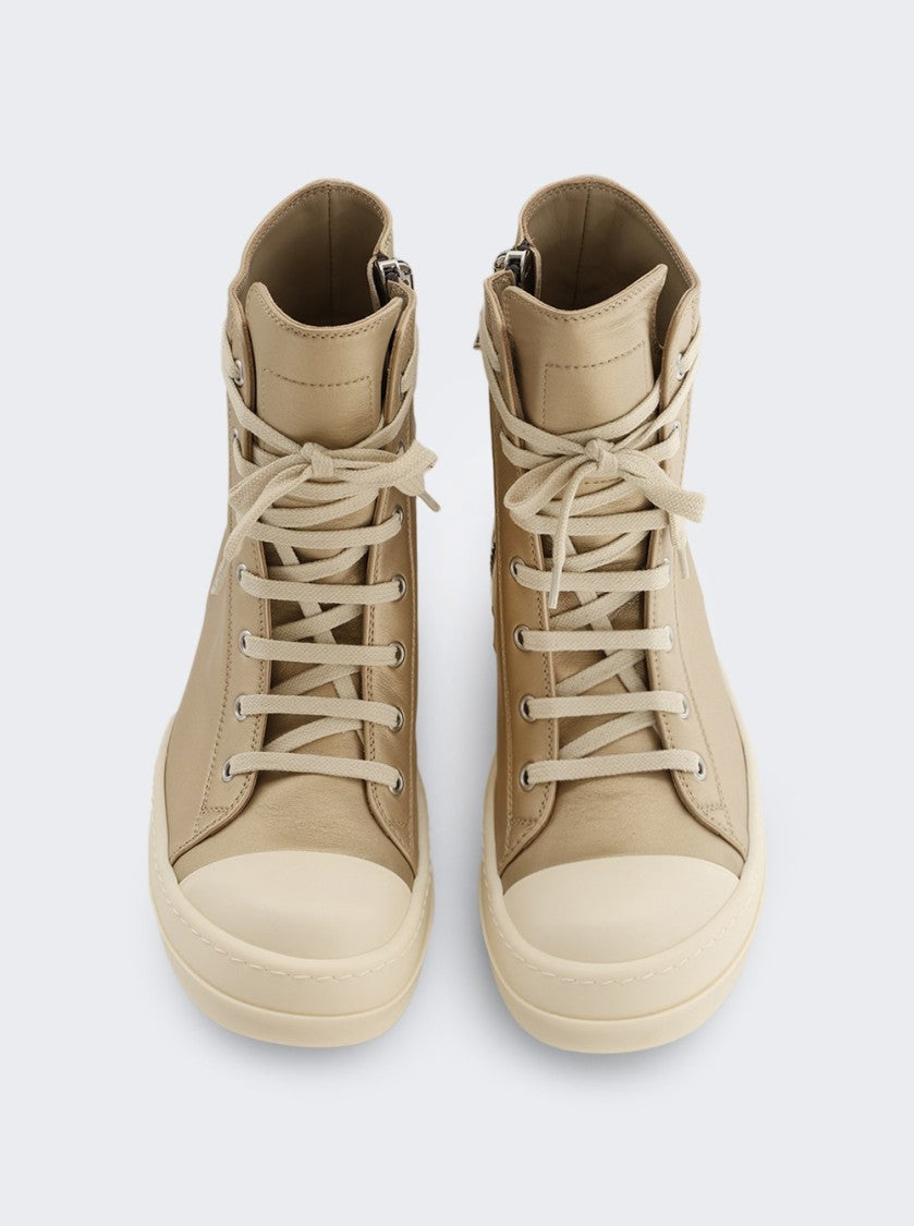 Rick Owens Hollywood High Top Sneakers Gold And Milk