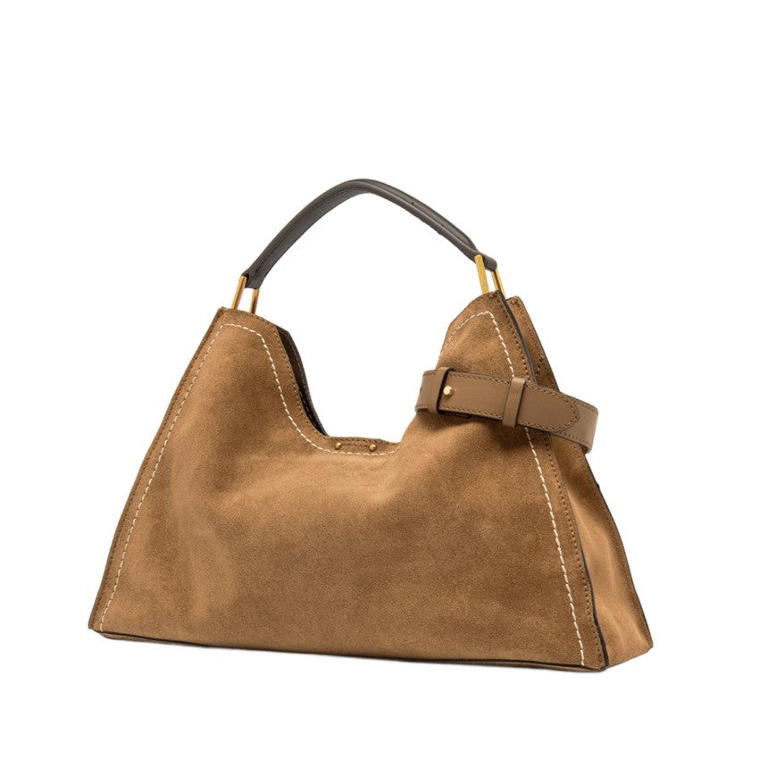 Gianni Chiarini Trapezoidal Suede Handbag With Metal Accents