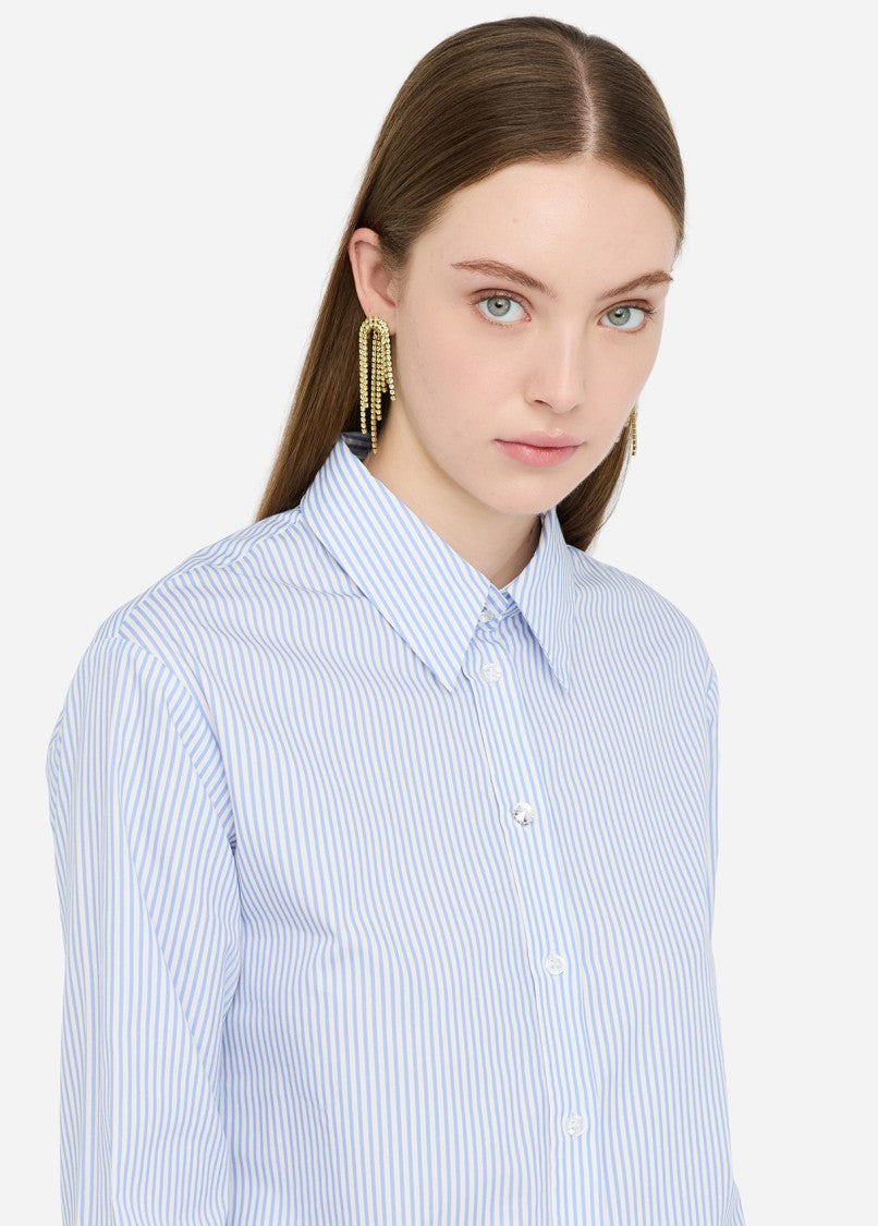 Liu Jo Vertical Striped Cotton Poplin Shirt