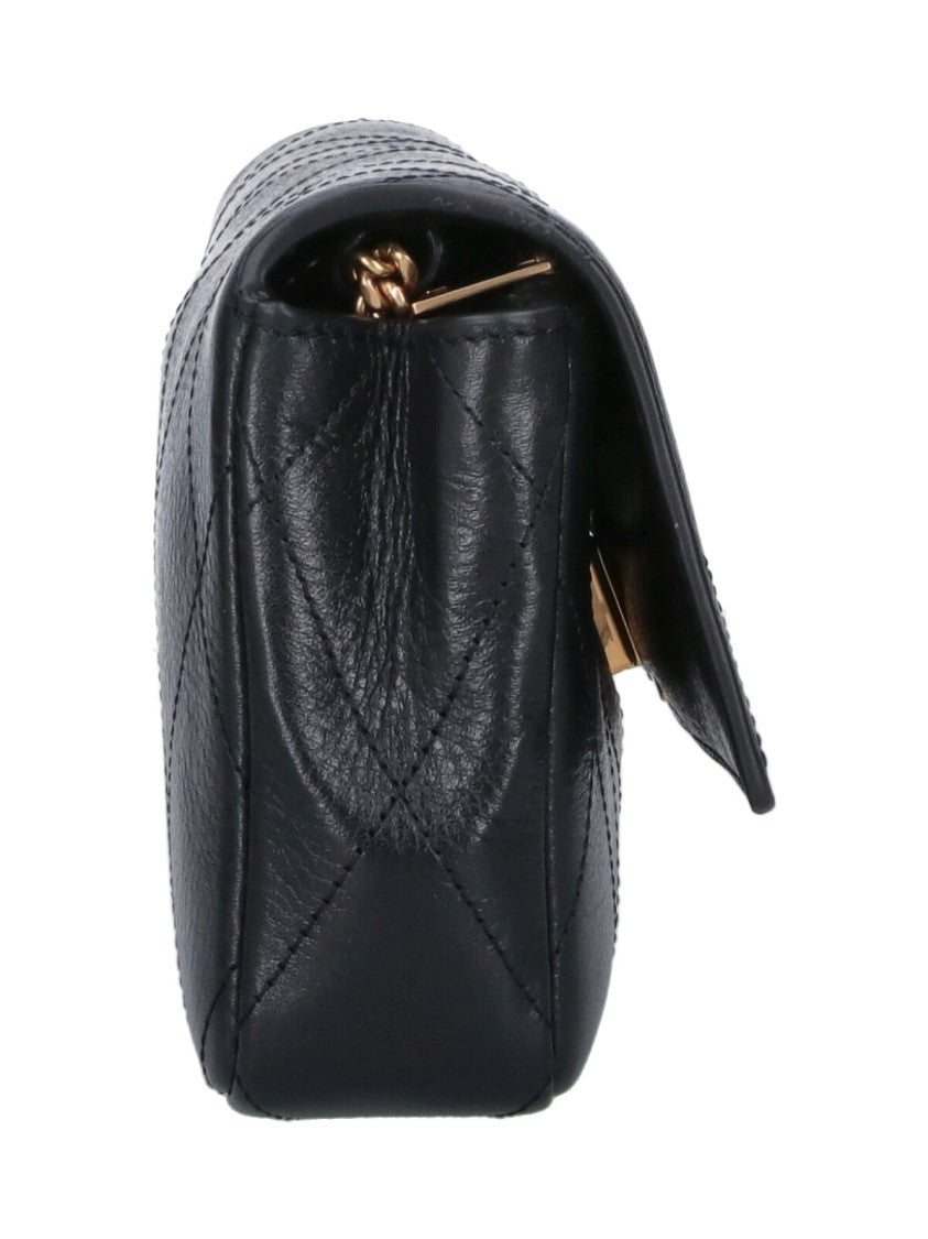 Tory Burch Black Leather Charlie Chain Wallet
