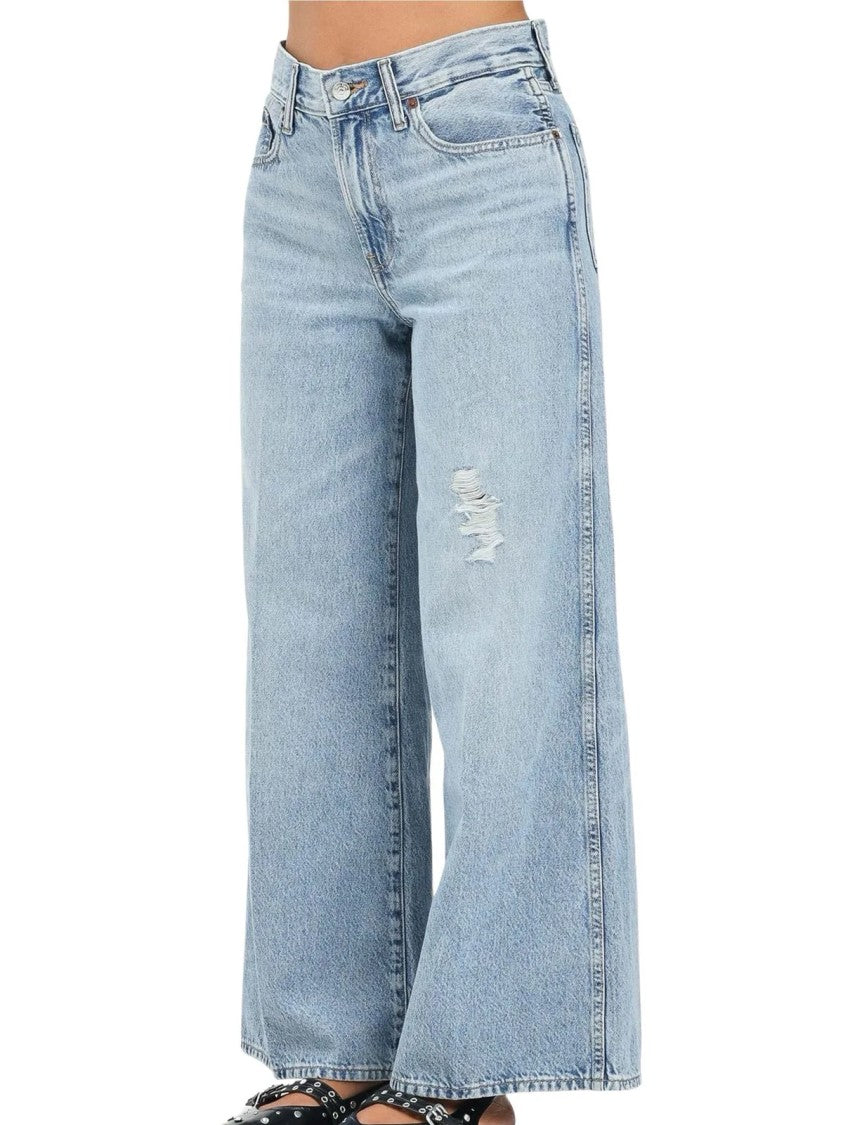 Calvin Klein Jeans Light Blue Cotton Wide-Leg Jeans