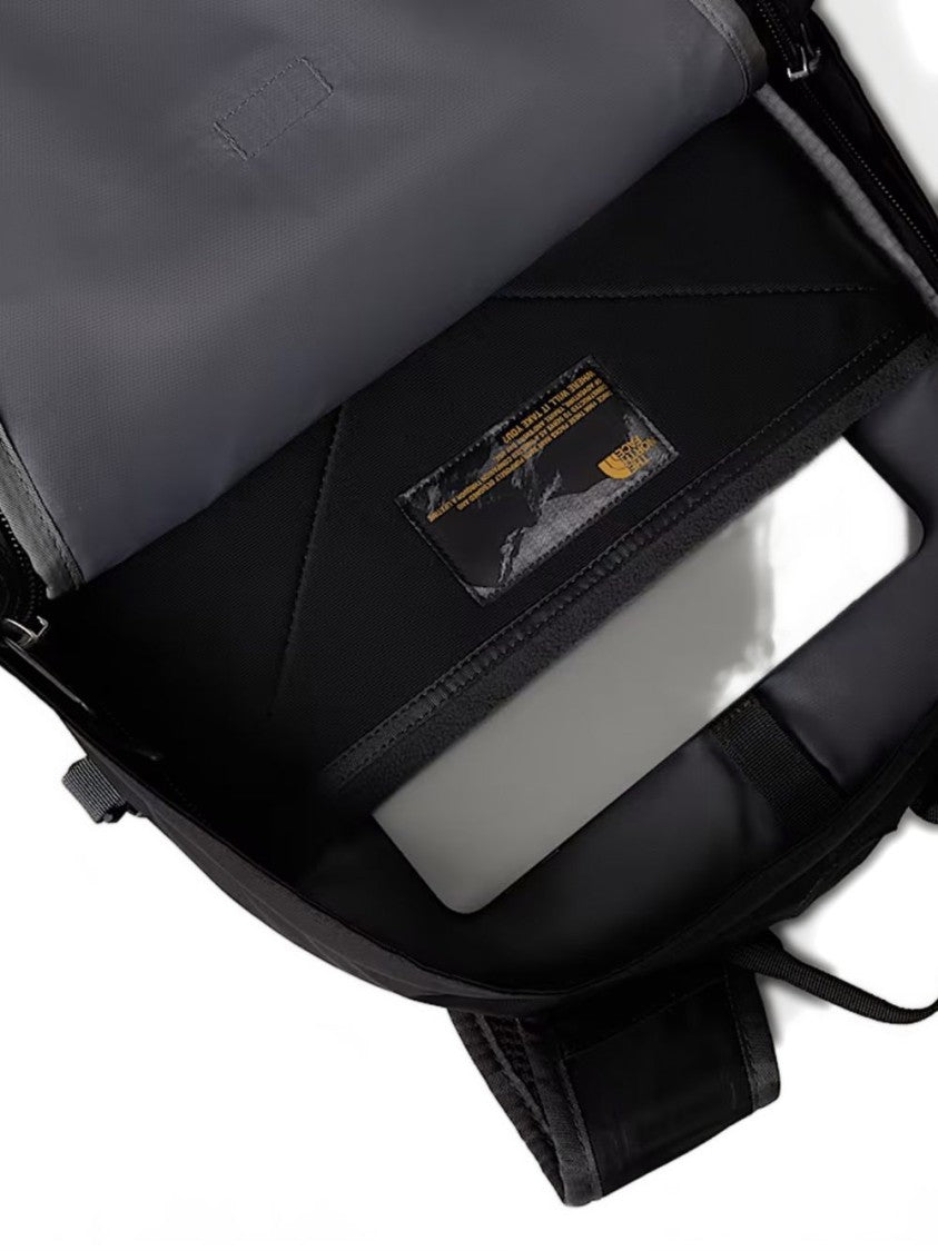 The North Face Functional Grey Backpack With Padded Straps And Logo Print